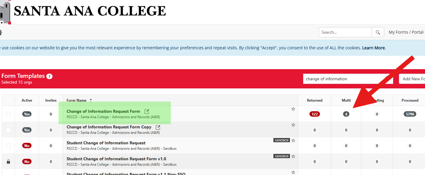 Find Student Change of Information Request Form