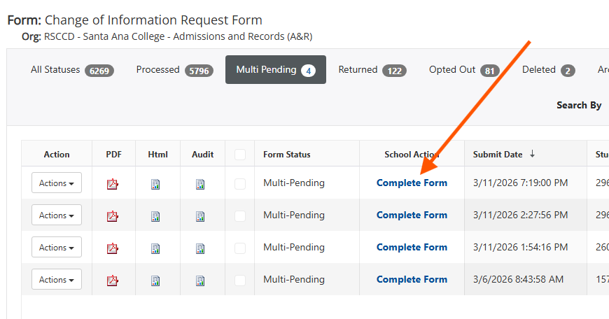 Click "Complete Form"