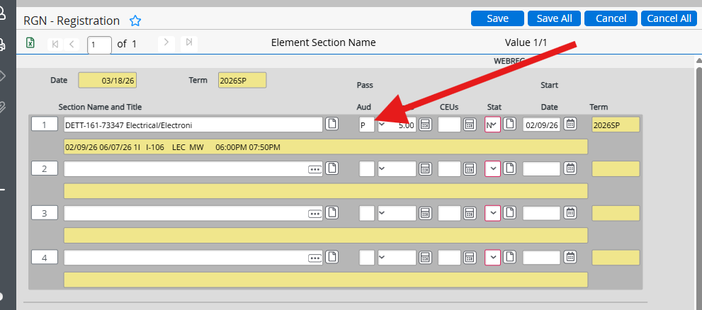 Update grading mode to P