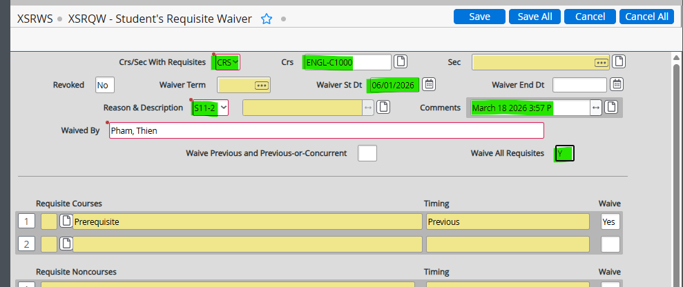 Fill in the following fields